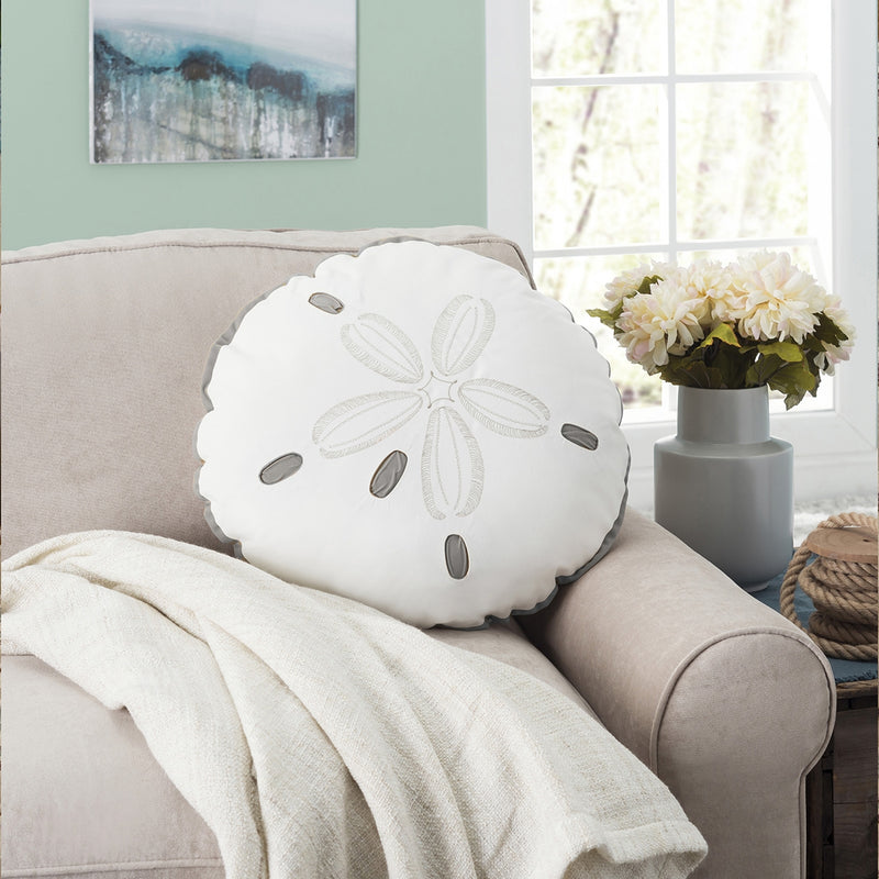 Indoor/Outdoor Pillow- Grey Sand Dollar