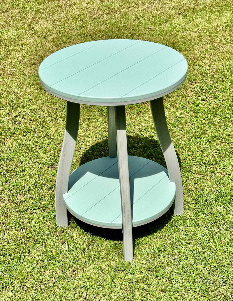 24" Round Serenity Bar Side Table- Driftwood & Mint
