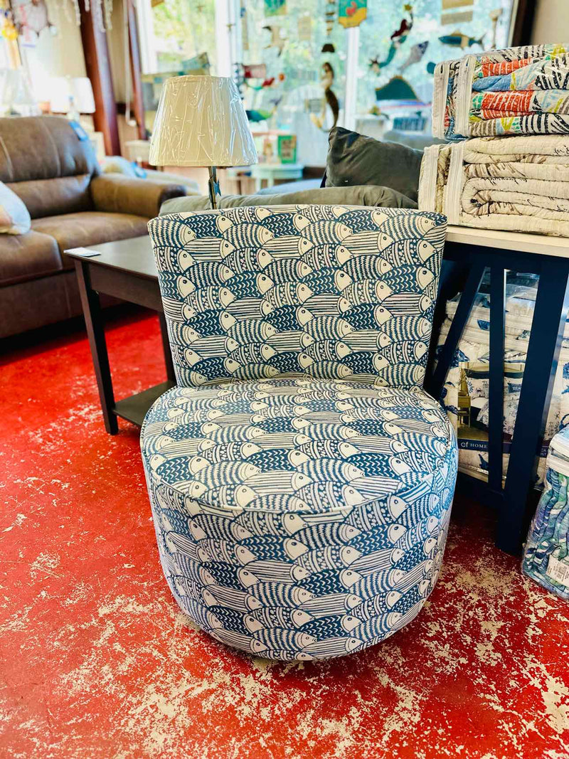 Armless Barrel Chair- Fish Blue *Bleachable*