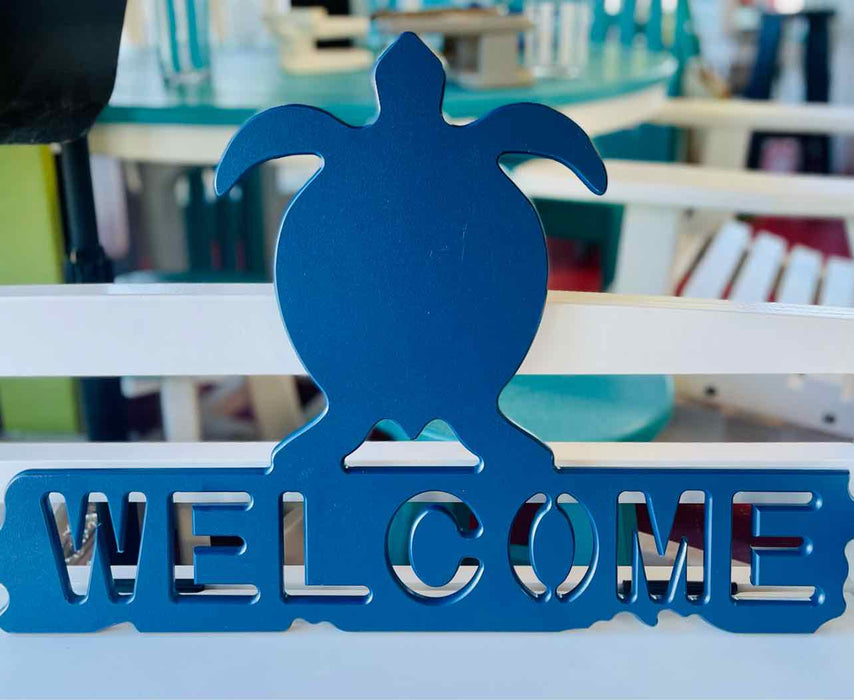 Sea Turtle Welcome Sign- Patriot Blue