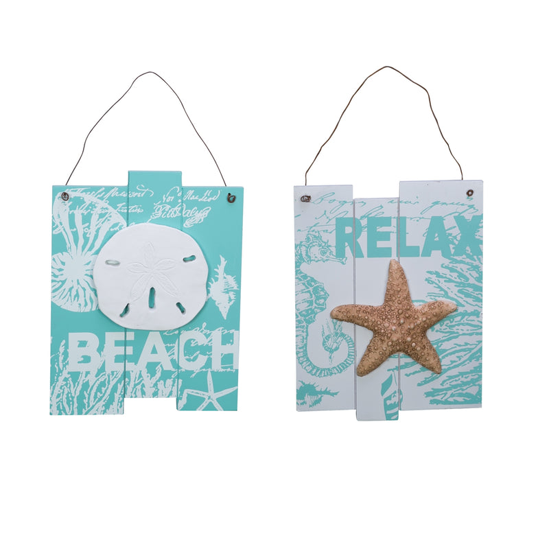 Aqua/White Beach Relax Plaques