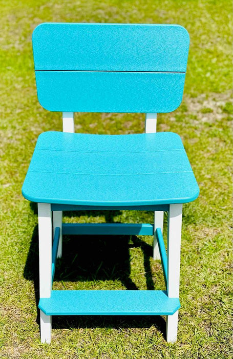 Surf Table Bar Height Chair with Back- White & Aruba Blue