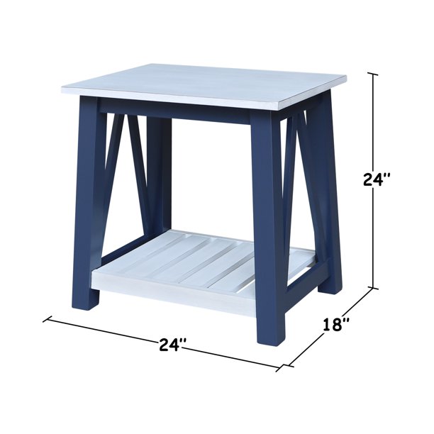 Surrey End Table- Chalk & Blue