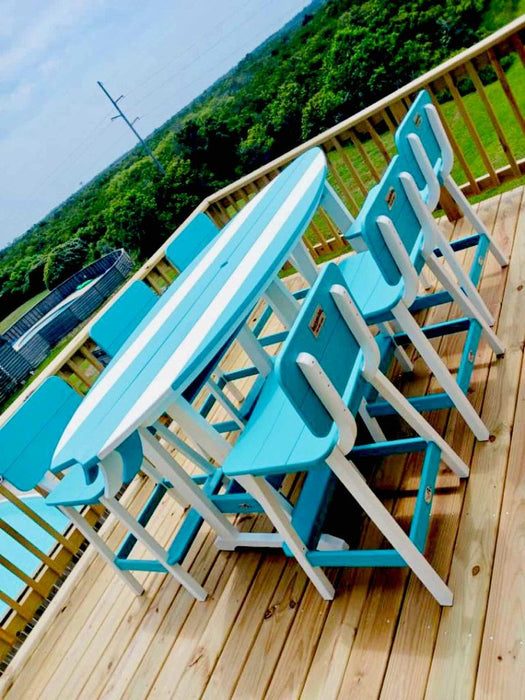 8' Surfboard Bar Height Table- White & Aruba Blue