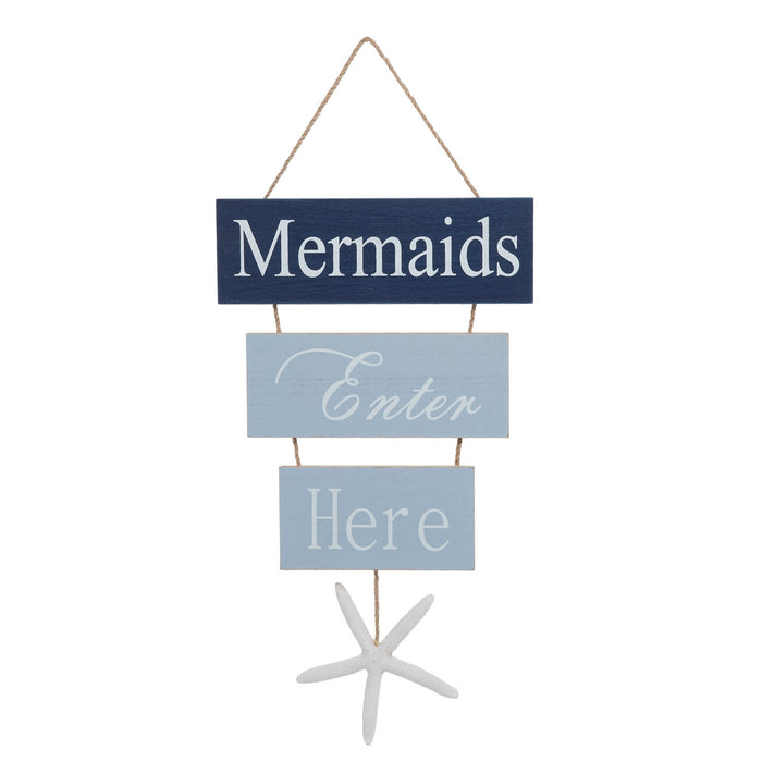 Mermaids Enter Here Wall Hanging Plaque