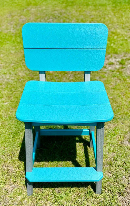 Surf Table Bar Height Chair with Back- Driftwood & Aruba