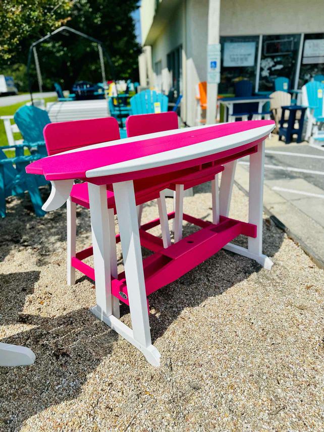 Surf Table Bar Height Chair- White & Pink