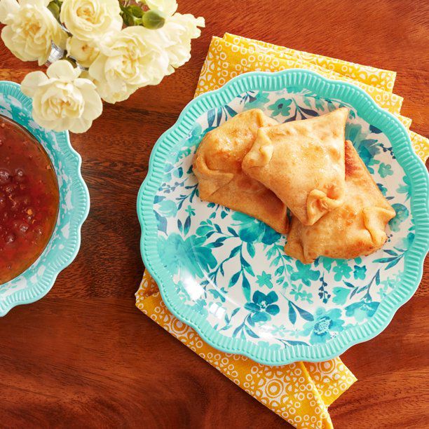 Pioneer Woman Painterly Floral Appetizer Plate- Teal