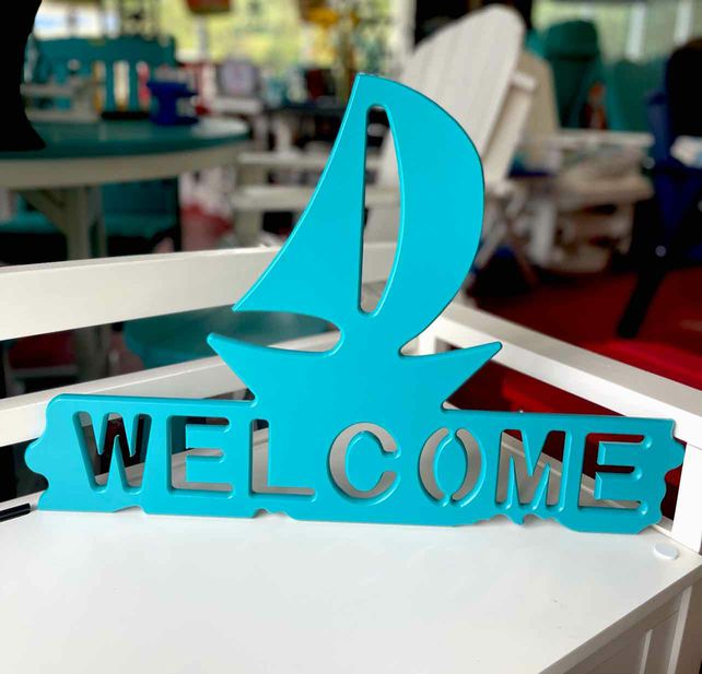 Sailboat Welcome Sign- Aruba Blue