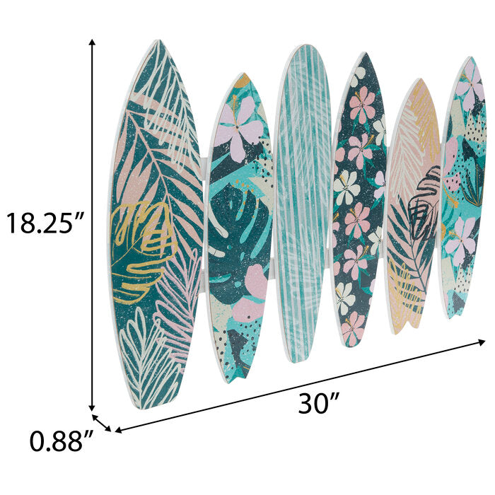 Floral Surfboard Wall Decor