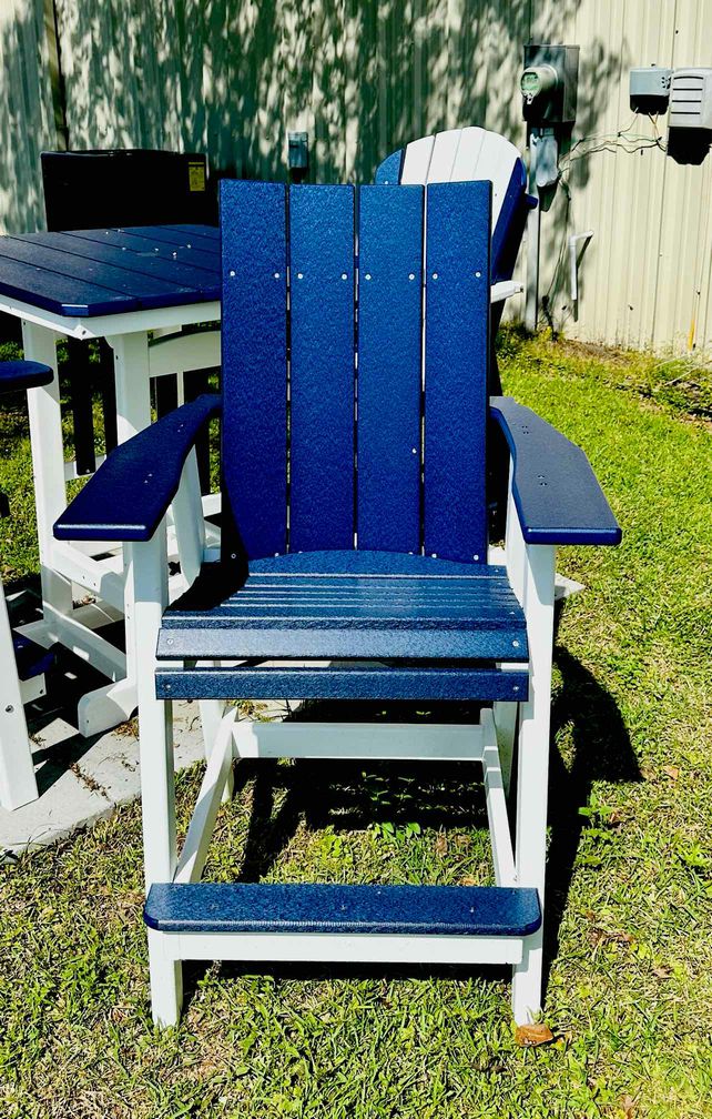 Bar Height Contemporary Adirondack Chair- Patriot Blue & White