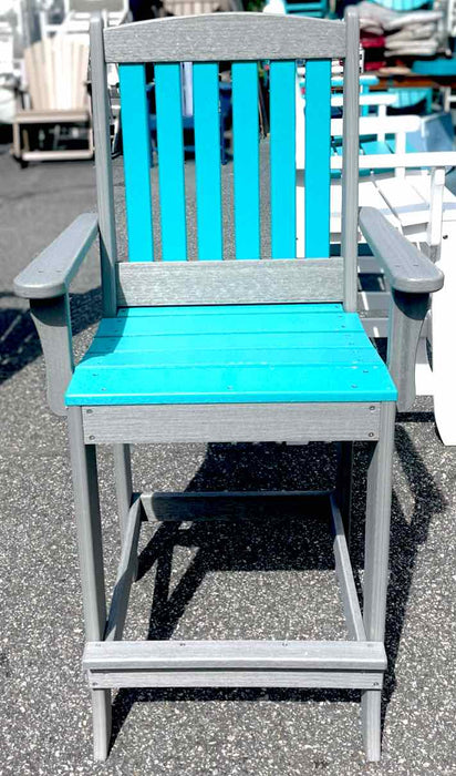 20" Bar Height Arm Chair- Aruba Blue &  Driftwood