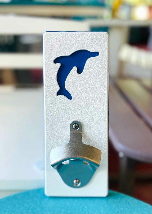 Dolphin Shape Bottle Opener- Patriot Blue