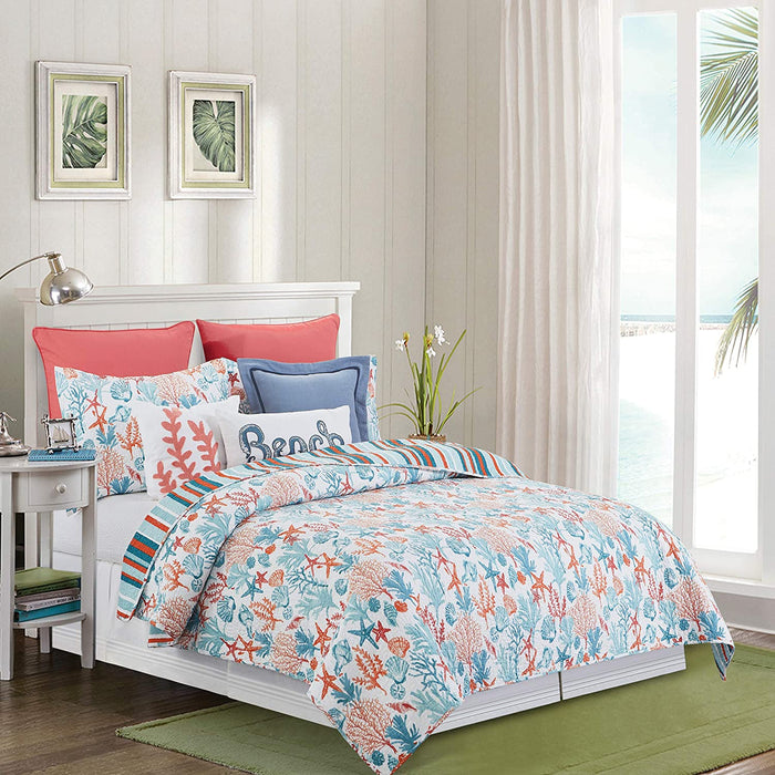 Tangerine Coast Quilt Set-  Full/Queen