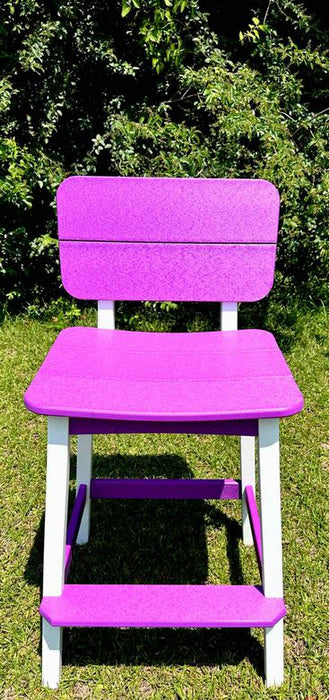 Surf Table Bar Height Chair with Back- White & Purple
