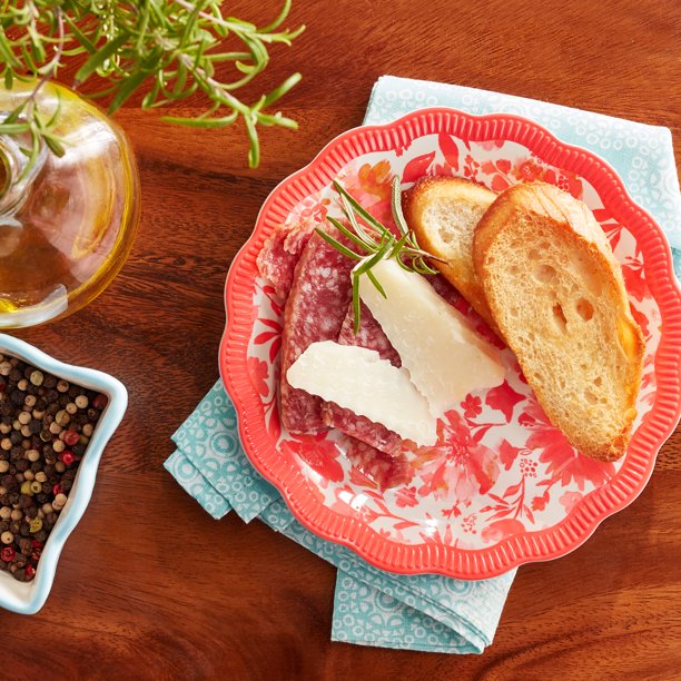 Pioneer Woman Painterly Floral Appetizer Plate- Coral