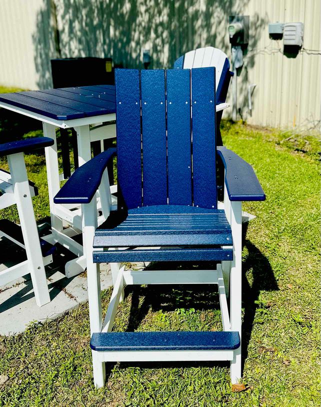 Bar Height Contemporary Adirondack Chair- Patriot Blue & White