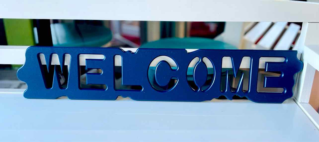 Poly Cut Out Welcome Sign- Patriot Blue