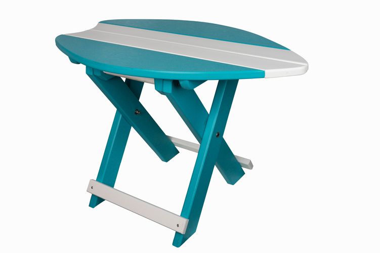 Folding Surfboard End Table- Aruba Blue & White