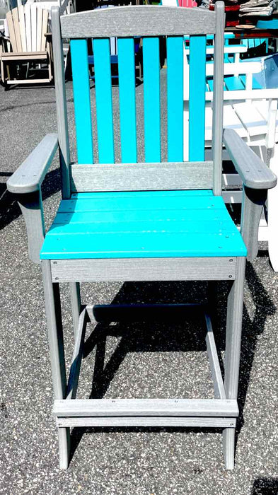 20" Bar Height Arm Chair- Aruba Blue &  Driftwood