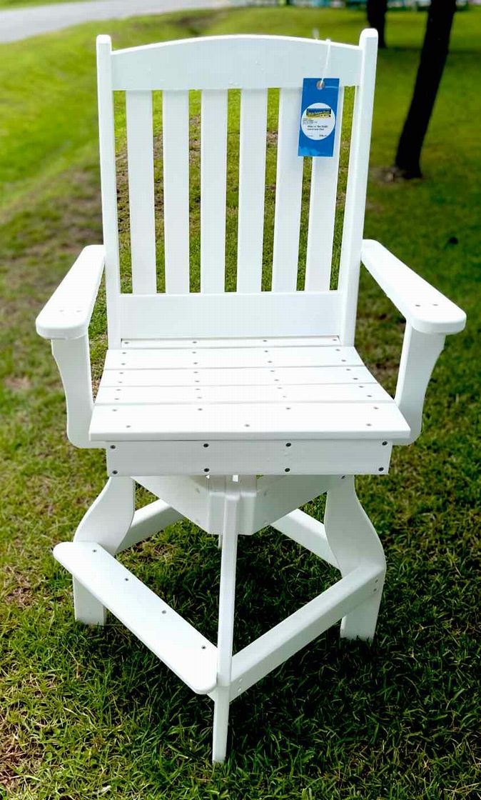 20" Bar Height Swivel Arm Chair- White