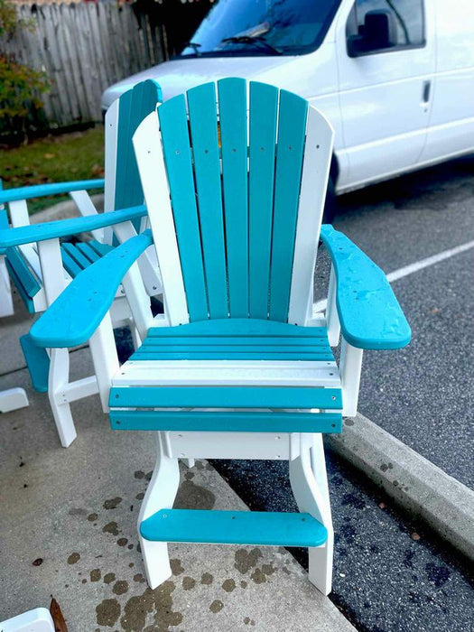 Bar Height Adirondack Swivel Chair- Aruba Blue & White