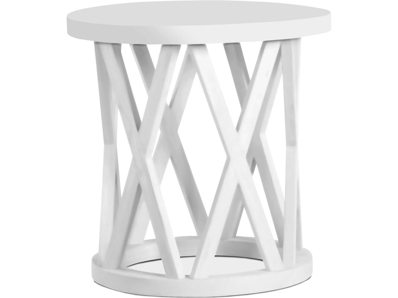 Ceylon Round End Table- Pure White