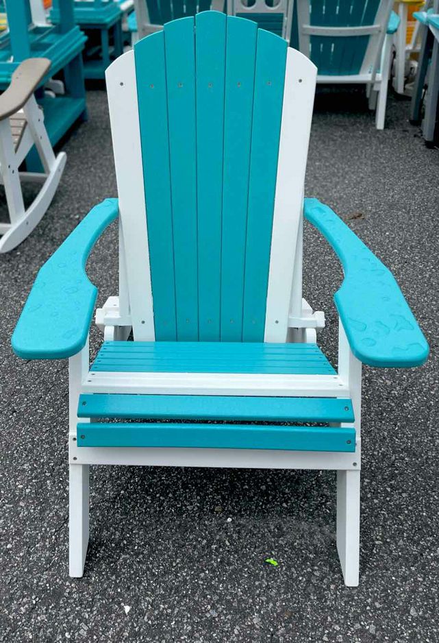Adirondack Folding Chair- Aruba Blue & White