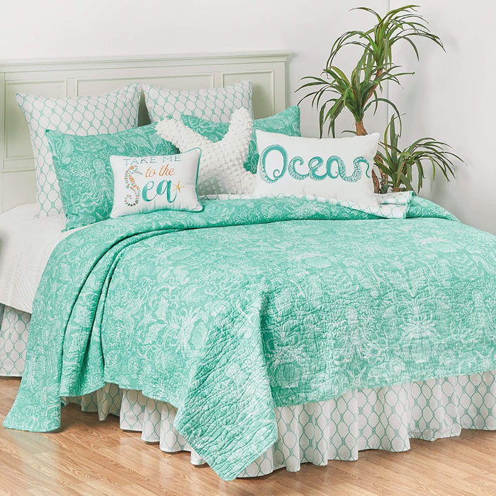 Turquoise Bay Bed Skirt- Twin