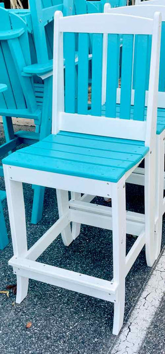 20" Bar Height Side Chair- Aruba Blue & White
