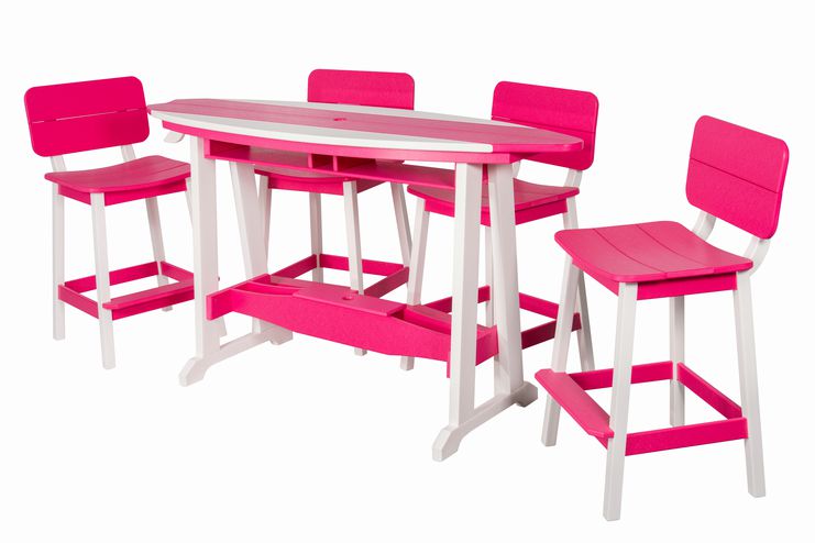 6' Surfboard Bar Height Table- White & Pink