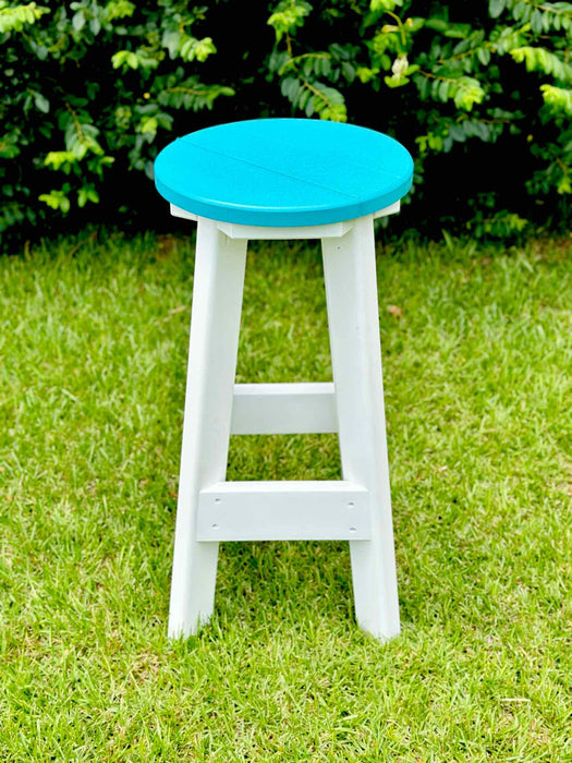 14" Round Bar Stool- Aruba Blue & White