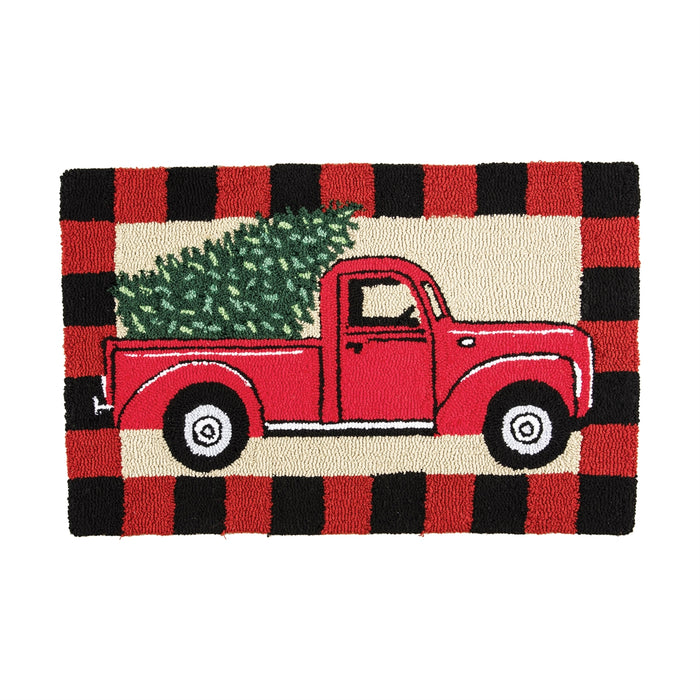 Red Truck Plaid Rug