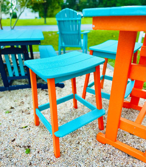 Surf Table Bar Height Saddle Stool- Orange & Aruba Blue