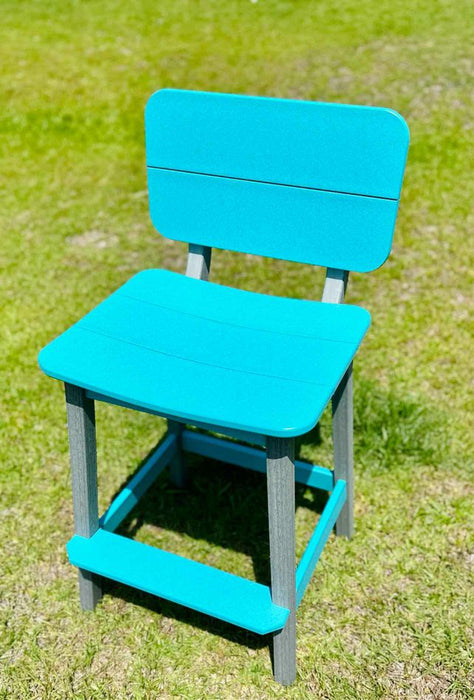 Surf Table Bar Height Chair with Back- Driftwood & Aruba