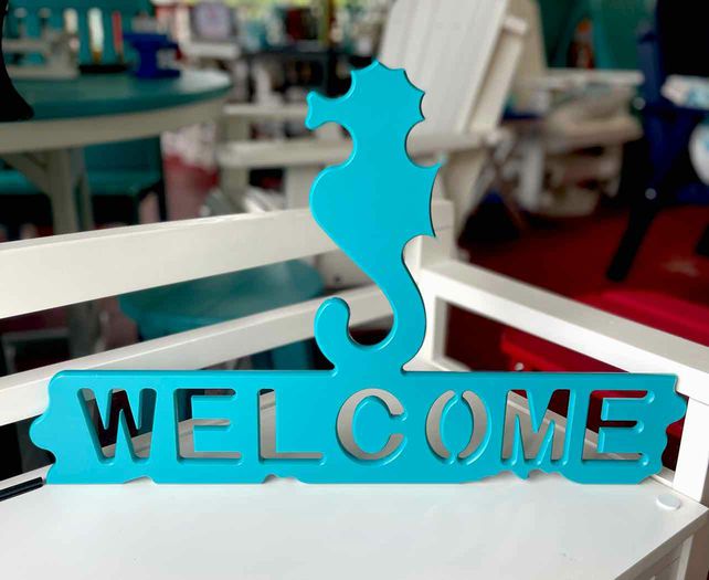 Seahorse Welcome Sign- Aruba Blue