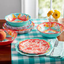 Pioneer Woman Patchwork Medley Plate- Coral