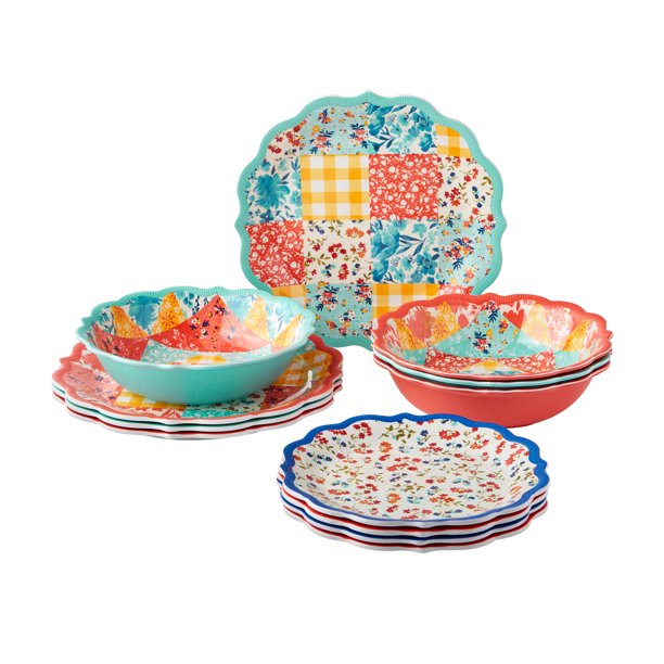 Pioneer Woman Patchwork Medley Plate- Coral