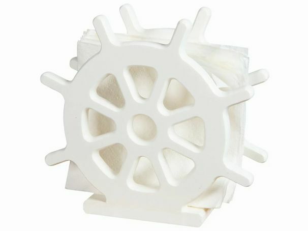 Ships Wheel Napkin Holder- White