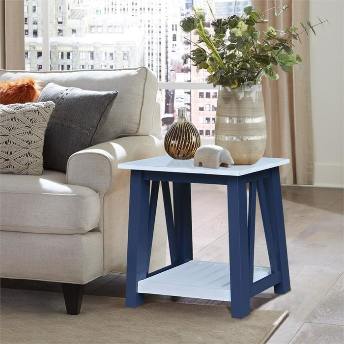 Surrey End Table- Chalk & Blue