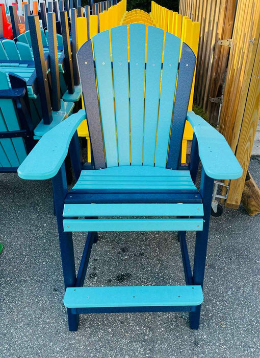 Bar Height Adirondack Chair- Aruba Blue & Patriot Blue