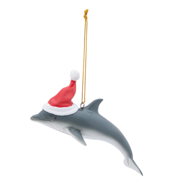 Christmas Ornament- Dolphin w/ Santa Hat