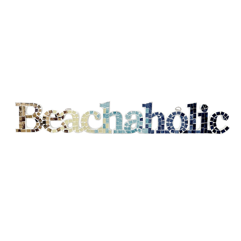 Wood Mosaic Beachaholic Wall Plaque