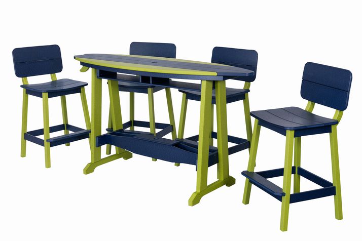 6' Surfboard Bar Height Table- Lime Green & Patriot Blue