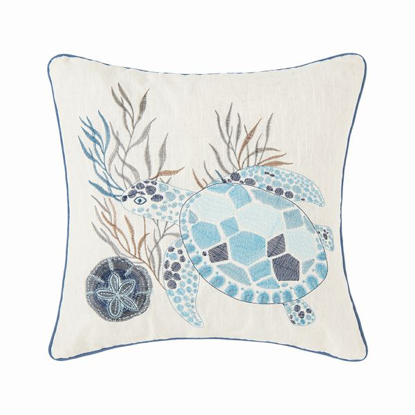 Embroidered Pillow- Turtle Crescent Bay