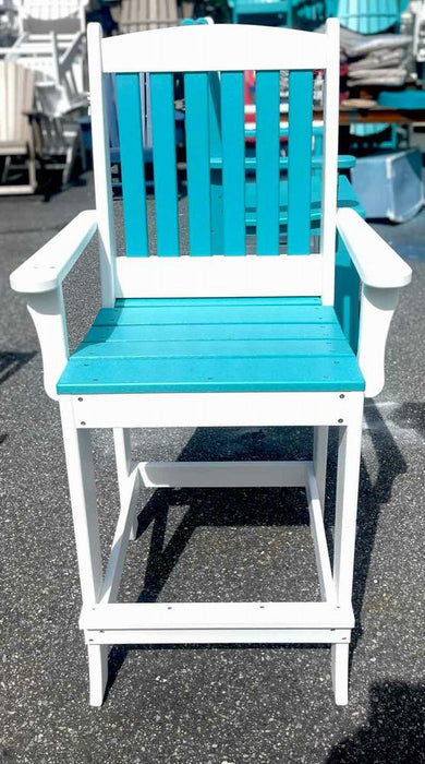 20" Bar Height Arm Chair- Aruba Blue & White