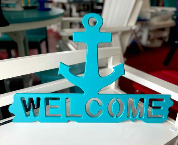 Anchor Welcome Sign- Aruba Blue