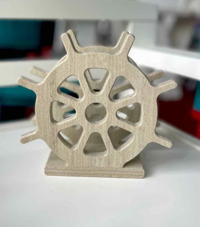 Ships Wheel Napkin Holder- Pale Aspen