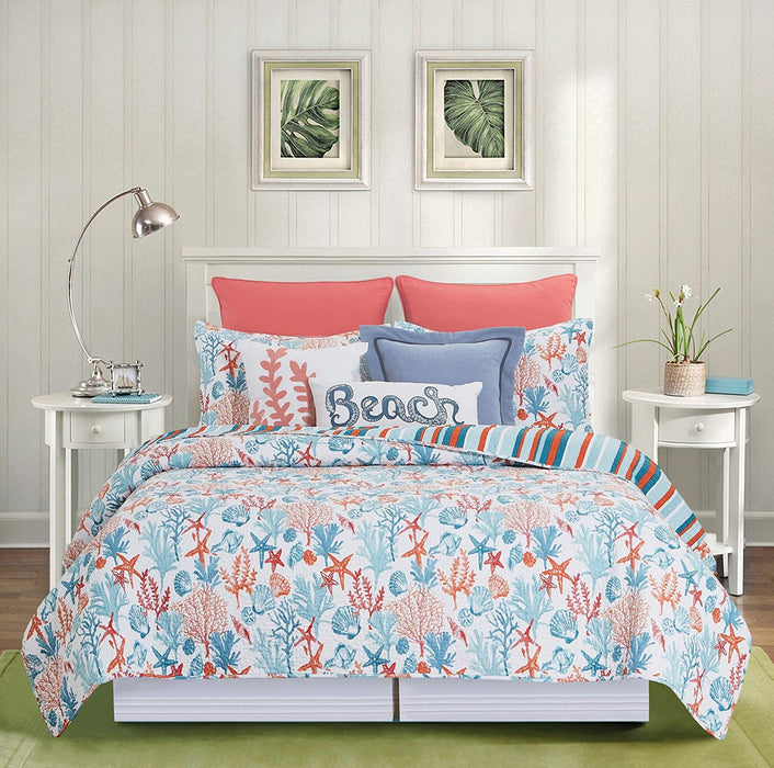 Tangerine Coast Quilt Set-  Full/Queen