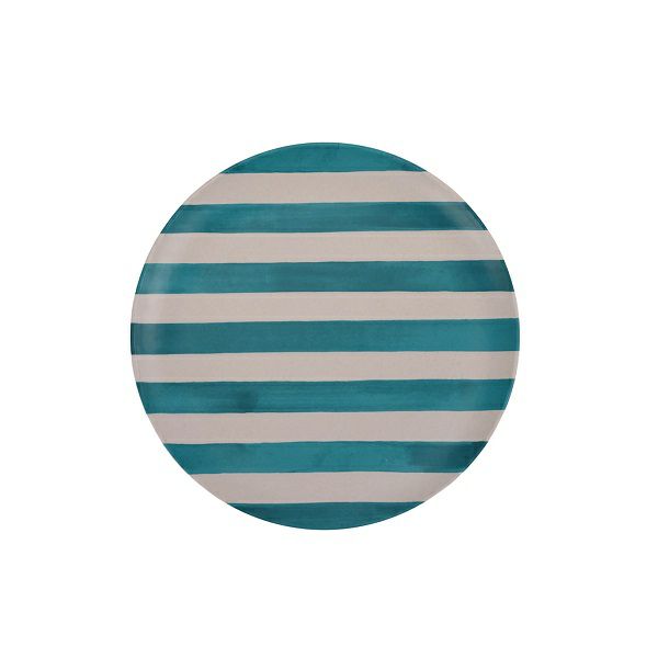 Cabana Bamboo Melamine Round Dinner Plate- Teal